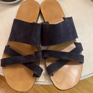J. Crew Navy Suede Slides - Size 7